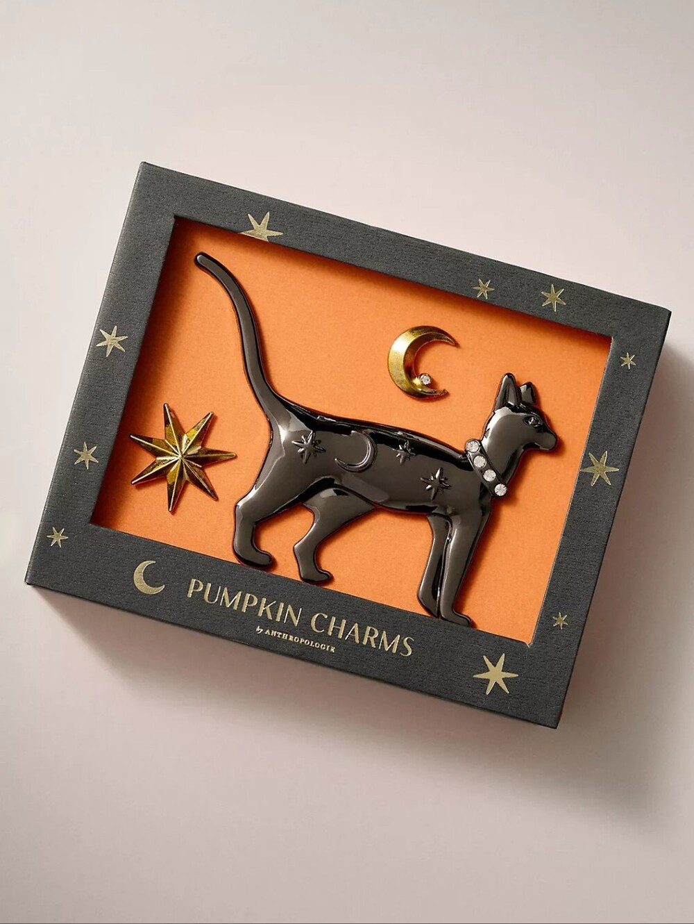 Anthropologie Halloween Pumpkin Pin Charms Black Cat - Picture 2 of 2